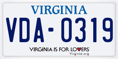 VA license plate VDA0319
