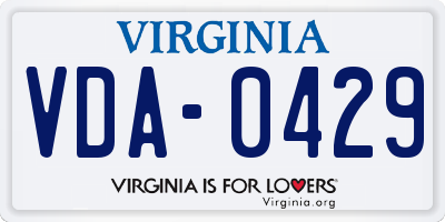 VA license plate VDA0429