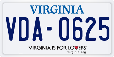 VA license plate VDA0625