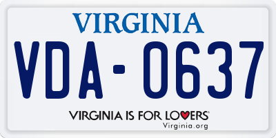 VA license plate VDA0637