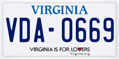 VA license plate VDA0669