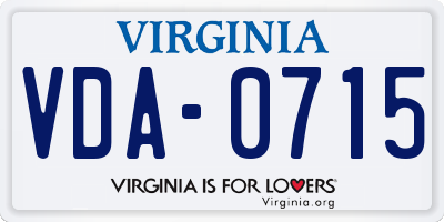 VA license plate VDA0715