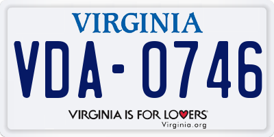 VA license plate VDA0746