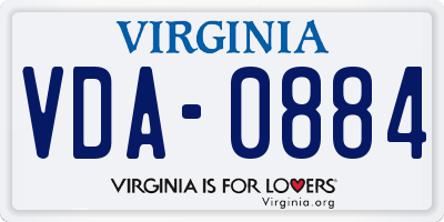 VA license plate VDA0884
