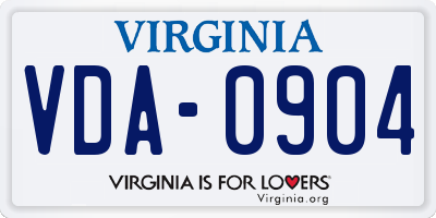 VA license plate VDA0904