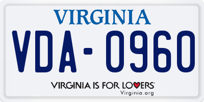 VA license plate VDA0960