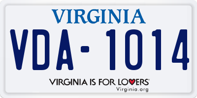 VA license plate VDA1014