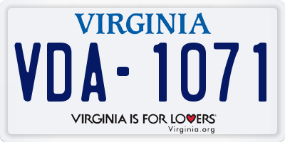 VA license plate VDA1071