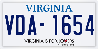 VA license plate VDA1654