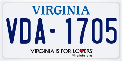 VA license plate VDA1705