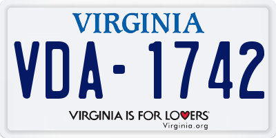 VA license plate VDA1742