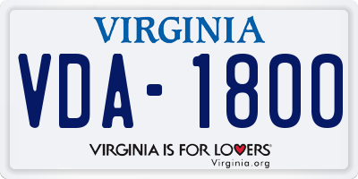 VA license plate VDA1800