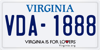 VA license plate VDA1888