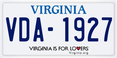 VA license plate VDA1927