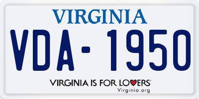 VA license plate VDA1950