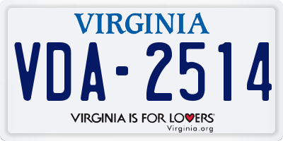 VA license plate VDA2514