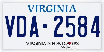 VA license plate VDA2584