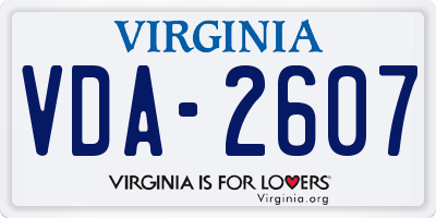 VA license plate VDA2607