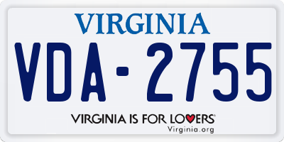 VA license plate VDA2755