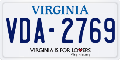 VA license plate VDA2769