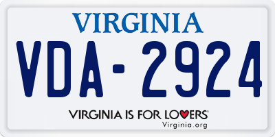 VA license plate VDA2924
