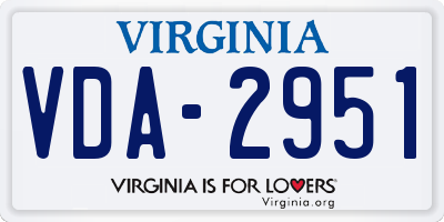 VA license plate VDA2951