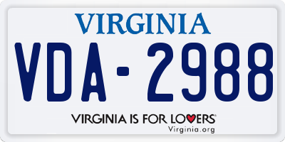 VA license plate VDA2988