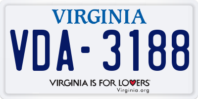 VA license plate VDA3188