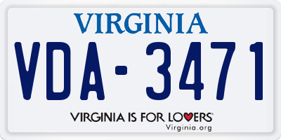 VA license plate VDA3471