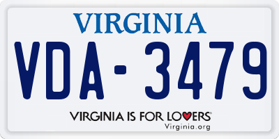 VA license plate VDA3479