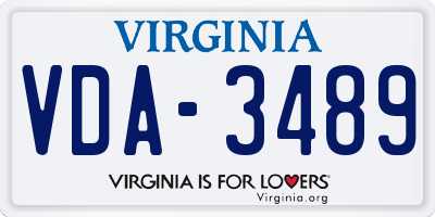 VA license plate VDA3489