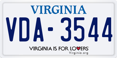 VA license plate VDA3544