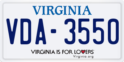 VA license plate VDA3550