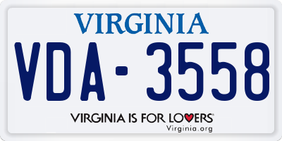 VA license plate VDA3558