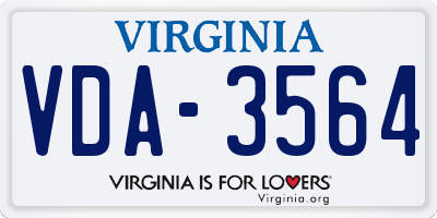 VA license plate VDA3564