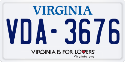 VA license plate VDA3676
