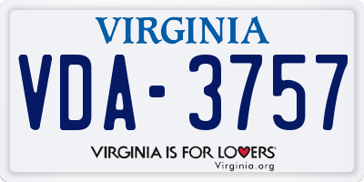 VA license plate VDA3757