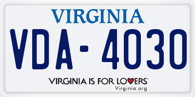 VA license plate VDA4030