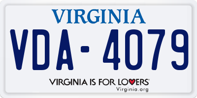 VA license plate VDA4079