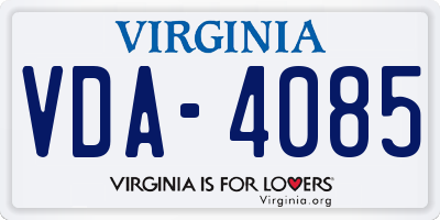 VA license plate VDA4085