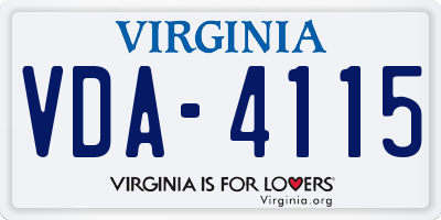 VA license plate VDA4115