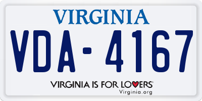 VA license plate VDA4167