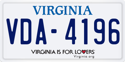 VA license plate VDA4196