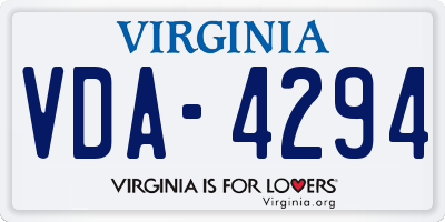 VA license plate VDA4294