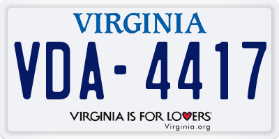 VA license plate VDA4417