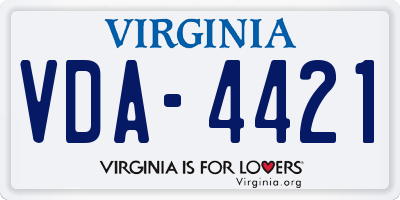 VA license plate VDA4421