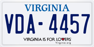 VA license plate VDA4457