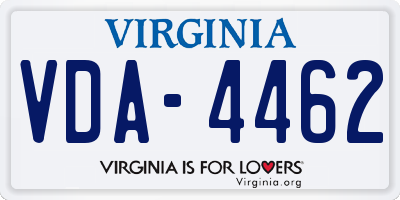 VA license plate VDA4462