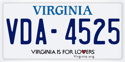 VA license plate VDA4525