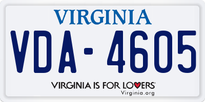 VA license plate VDA4605